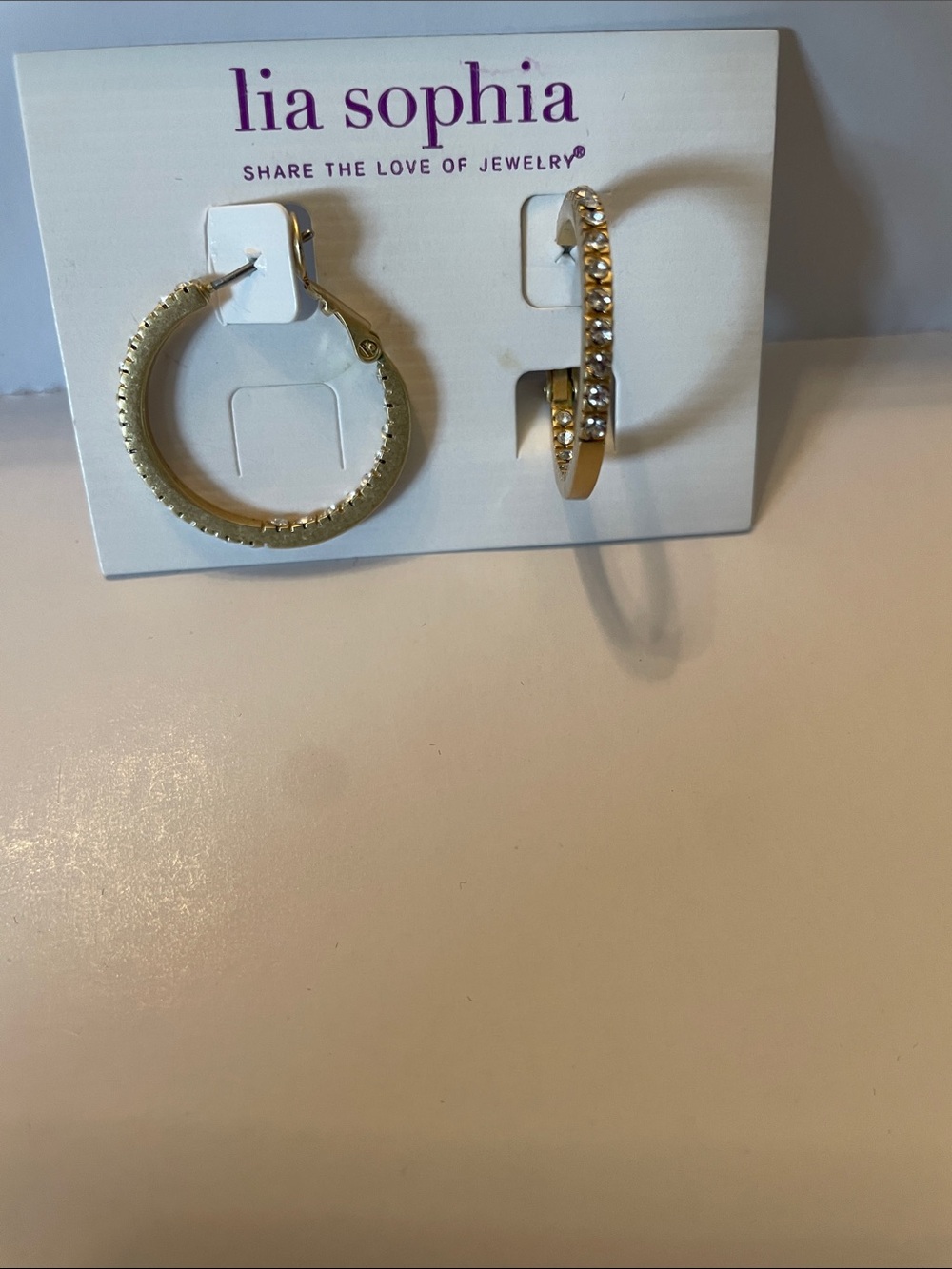 Lia Sophia Gold Crystal-Accent Hoop Earrings